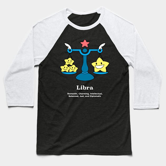 Libra Horoscope Anime Zodiac Sign September October Birthday Baseball T-Shirt by TheBeardComic